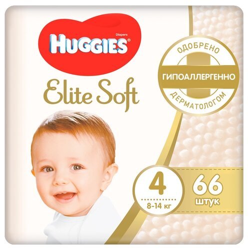 Huggies подгузники Elite Soft 4 (8-14 кг), , белый