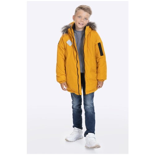 Куртка Шалуны зимняя, удлиненная, размер 42, 170, желтый