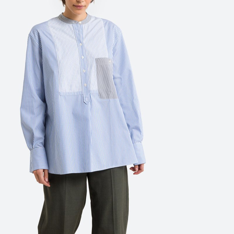 Рубашка объемная с воротником-стойкой и длинными рукавами SEVILLE 42 (FR) - 48 (RUS) синий