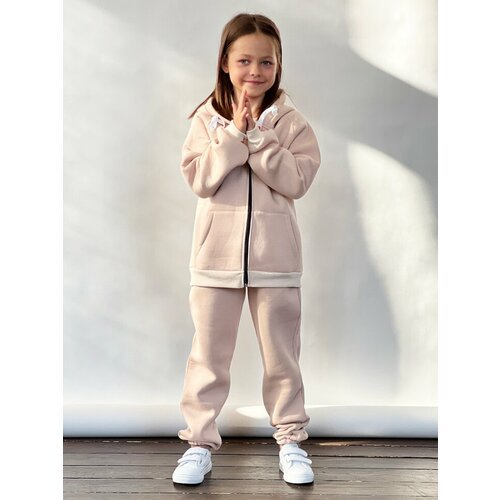 Костюм Бушон для девочек, олимпийка и брюки, размер 152-158, бежевый