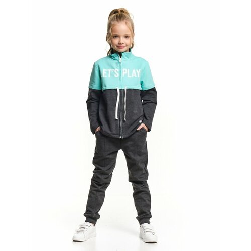 Костюм Mini Maxi для девочек, толстовка и брюки, размер 134, бирюзовый, черный