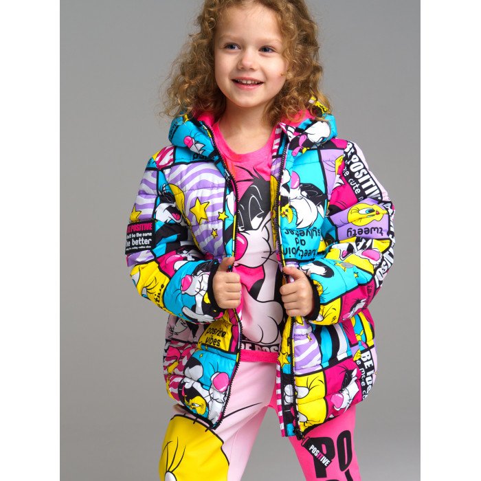 Верхняя одежда Playtoday Куртка текстильная с полиуретановым покрытием для девочки Be positive 12342059