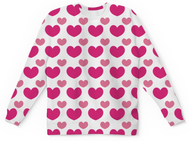 Printio Детский свитшот с полной запечаткой Розовые сердечки