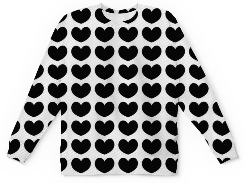 Printio Детский свитшот с полной запечаткой Черные сердечки