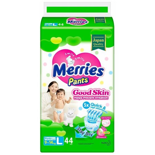 Merries Подгузники-трусики Merries Good Skin, L 9-14 кг, 44 шт