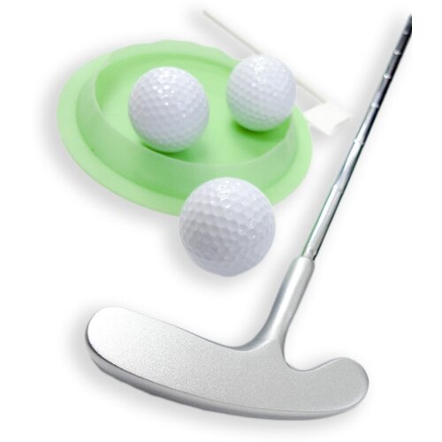 Набор Офисный мини гольф - Двухсторонняя цельная клюшка-паттер, лунка, 3 мяча