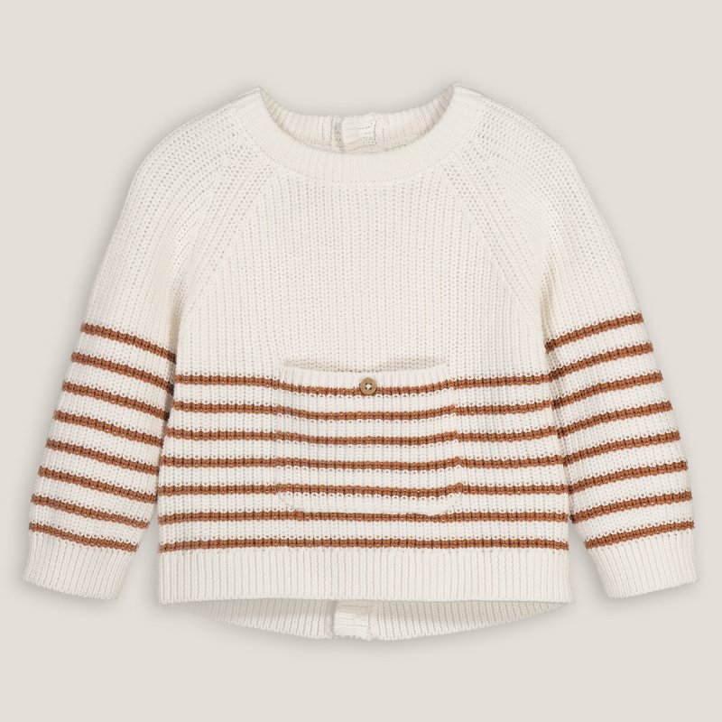 Пуловер с круглым вырезом из плотного трикотажа спинка на пуговицах 9 мес. - 71 см каштановый