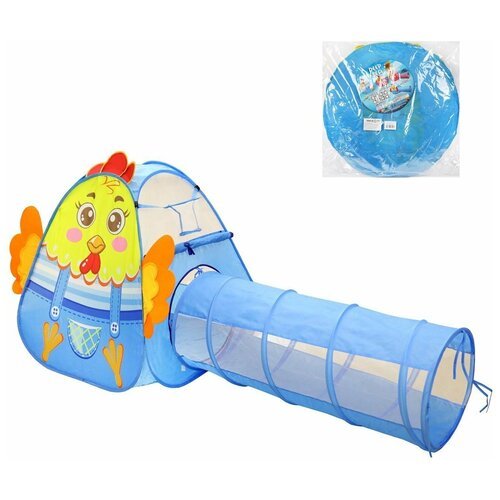 Наша игрушка 'Петушок' с баскетбольной корзиной и тоннелем 985-Q45, голубой/желтый