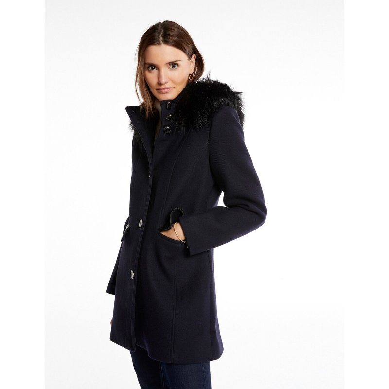 Пальто длинное с капюшоном 34 (FR) - 40 (RUS) синий