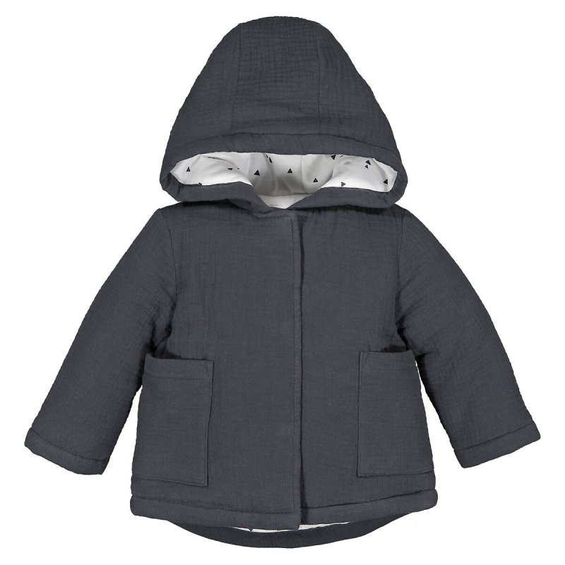 Пальто с капюшоном из хлопчатобумажной газовой ткани 1 мес. - 54 см серый