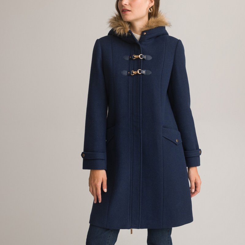 Пальто средней длины с капюшоном и застежкой на молнию 48 (FR) - 54 (RUS) синий