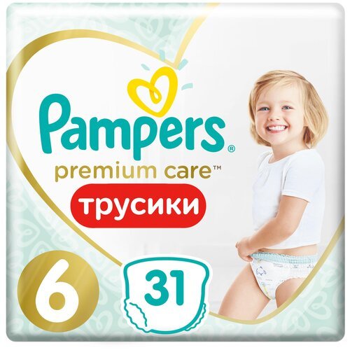 Pampers трусики Premium Care 6, 15+ кг, 31 шт., белый