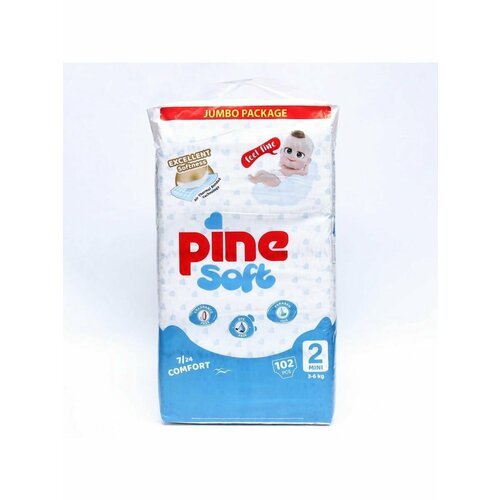 Подгузники детские Pine Soft 2 Mini 3 - 6 kg, 102 шт
