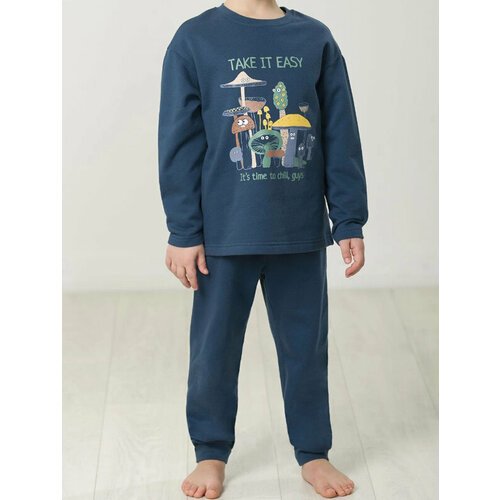 Пижама Pelican, брюки, джемпер, размер 3, синий