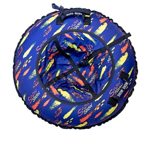 Санки надувные Тюбинг RT Краски на синем + автокамера, диаметр 118 см