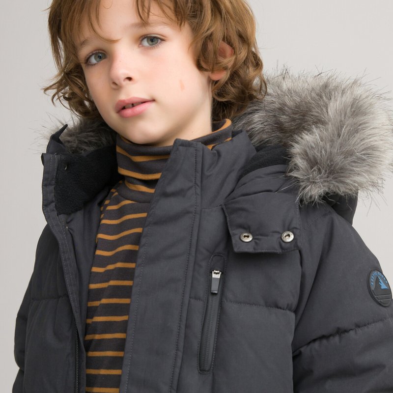 Куртка стеганая с капюшоном длинная и теплая 3-12 лет 8 лет - 126 см серый