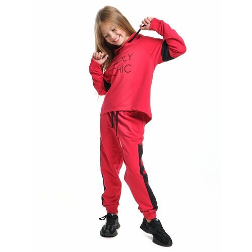 Костюм Mini Maxi для девочек, толстовка и брюки, размер 134, красный