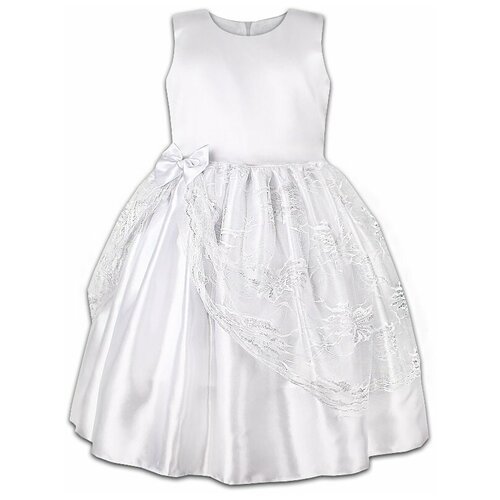 Платье радуга дети, нарядное, однотонное, размер 28/110, белый