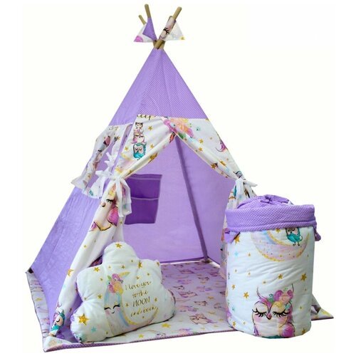 Комбо-набор детский вигвам и мешок для игрушек Midzumi (фиолетовый)