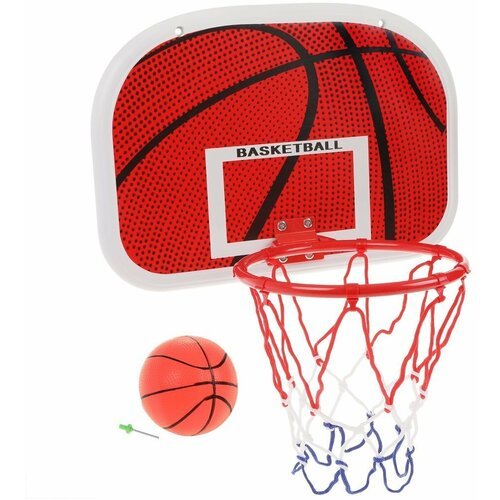 Набор для игры в баскетбол в компл-те: щит - 46,5*32,5 см (пластик), Сетка+ крепления к кольцу 8шт