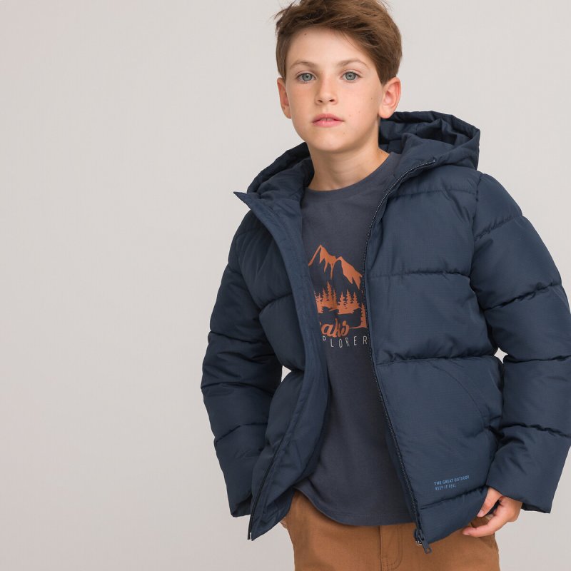 Куртка стеганая утепленная с капюшоном флисовая подкладка 8 лет - 126 см синий