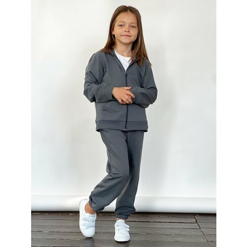 Костюм Бушон SP20 для девочек, олимпийка и брюки, размер 140-146, серый