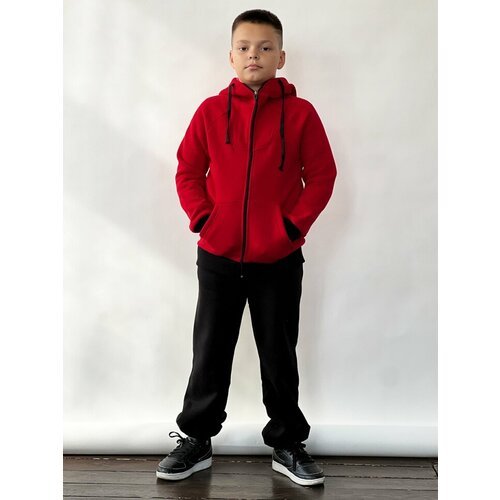 Костюм Бушон для мальчиков, олимпийка и брюки, размер 128-134, черный, красный