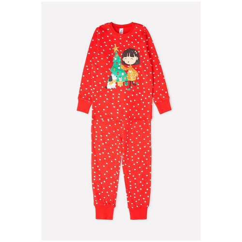 Пижама crockid, на резинке, манжеты, размер 98, красный