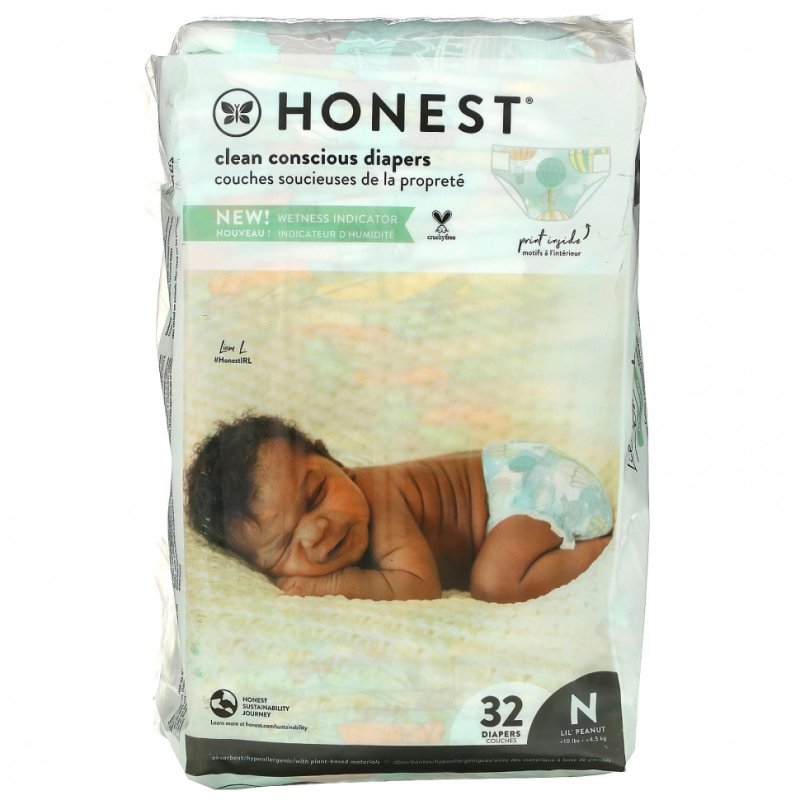 The Honest Company, Clean Conscious, подгузники для новорожденных, от 4,5 кг (10+ фунтов), 32 шт.