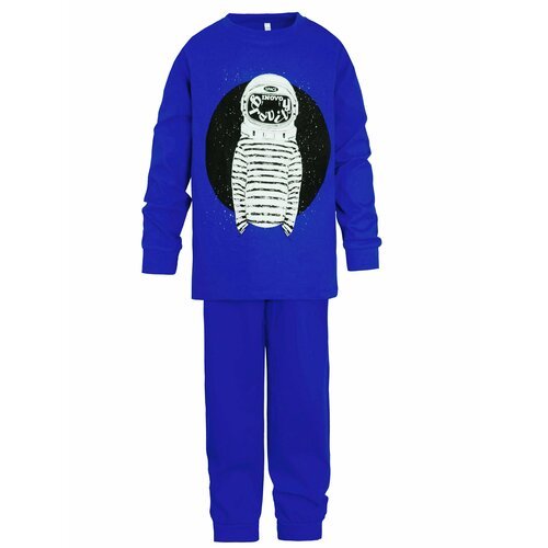 Пижама ИНОВО, манжеты, размер 140, синий