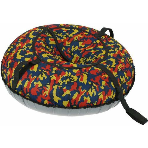 Тюбинг-ватрушка, надувные санки с камерой и буксировочным ремнем, 80 см, с рисунком, цвета микс