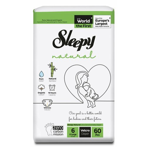 Подгузники детские Sleepy Natural размер № 6 (15-25кг) 40