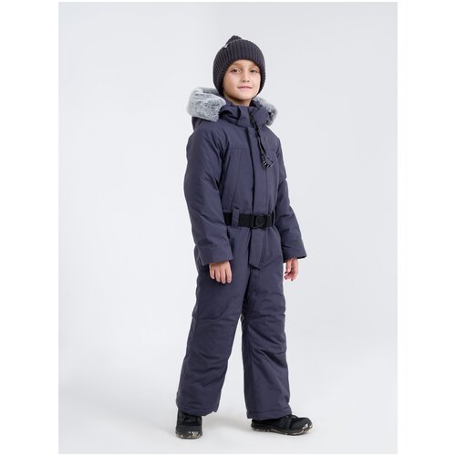 Комбинезон Sherysheff детский, утепленный, карманы, съемный капюшон, мембранный, штрипки, светоотражающие элементы, капюшон, размер 170, серый