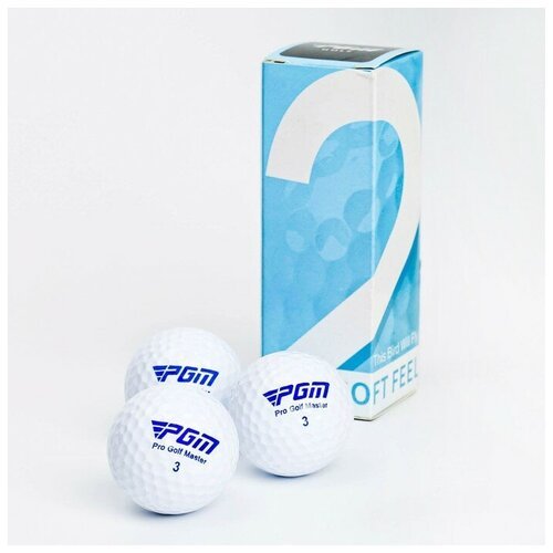 Мячи для гольфа 'Soft Feel' PGM, двухкомпонентные, d=4.3 см, набор 3 шт, белые